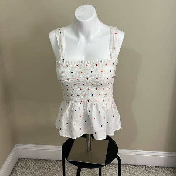 LOFT Tops - NWT Loft White Polka Dot Top